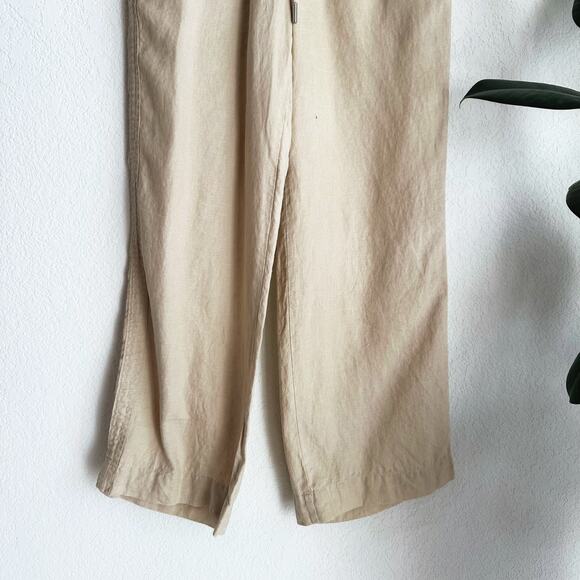 Quince Womens Wide Leg 100% Linen Pants Medium Pull-On Pockets Lagenlook Resort - Picture 3 of 5